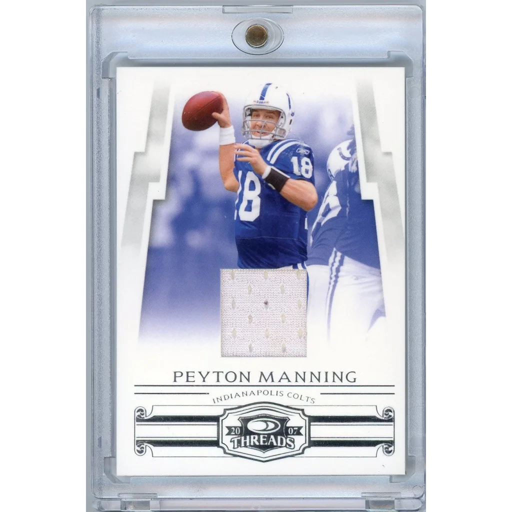 2007 Donruss Threads Peyton Manning #18 /100 Player Worn Relic Football Card | Hall of Fame Sports Memorabilia | vintageantiquesgifts.com