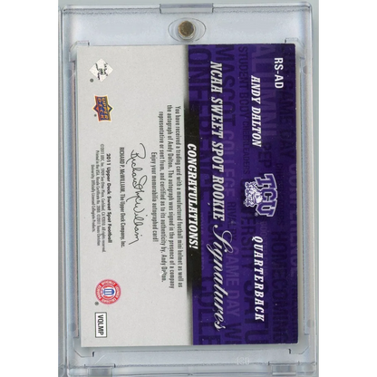 2011 Upper Deck Sweet Spot Football Andy Dalton #RSAD /75 Autograph Rookie RC Football Card | Certified Authentic Signed Memorabilia | vintageantiquesgifts.com