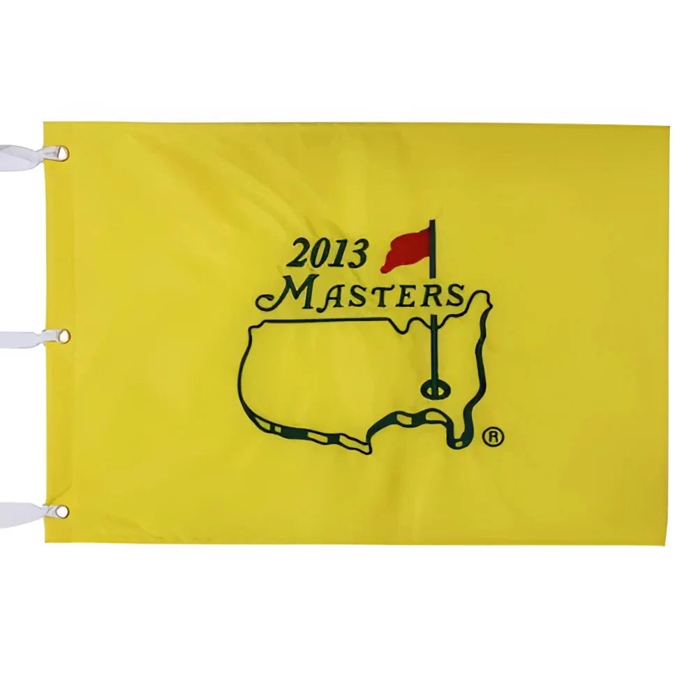 2013 Masters golf pin flag yellow black design Adam Scott victory collectible