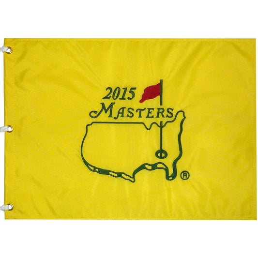 2015 Masters pin flag with Jordan Spieth champion logo, Augusta National design