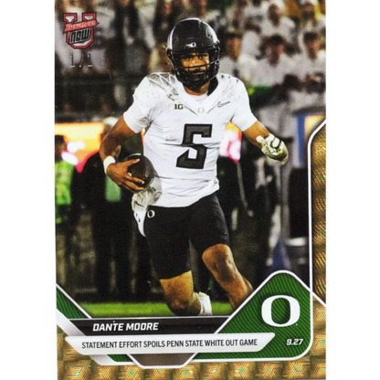 2015 Topps Dante Moore Oregon Ducks rookie card, QB in white black uniform holding football