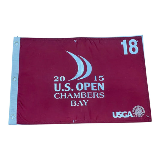 Maroon 2015 U.S. Open Chambers Bay unsigned golf pin flag, Jordan Spieth champion