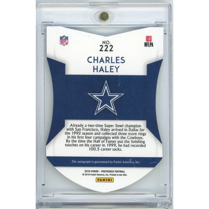 2016 Panini Preferred Color Guard Purple Charles Haley #222 /25 Auto Football Card | Certified Authentic Signed Memorabilia | vintageantiquesgifts.com