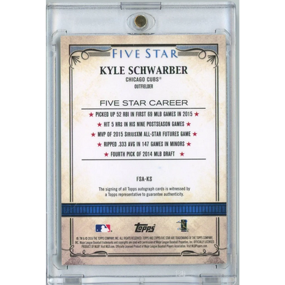 2016 Topps Five Star Kyle Schwarber #FSA-KS On Card Auto Rookie RC Baseball Card