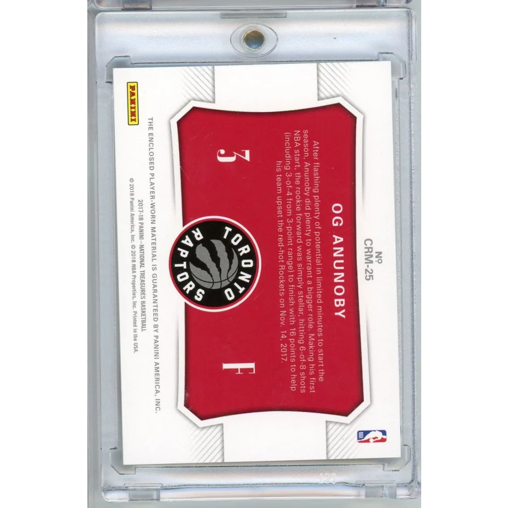 Red Toronto Raptors OG Anunoby 2017 Panini National Treasures jersey relic card in case
