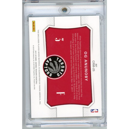 Red Toronto Raptors OG Anunoby 2017 Panini National Treasures jersey relic card in case