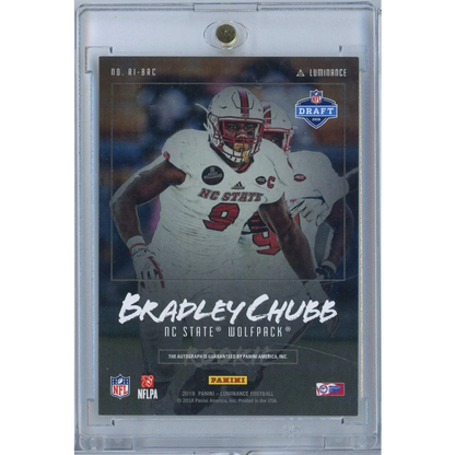 2018 Panini Luminance Football Bradley Chubb #RIBRC /75 Auto Rookie RC Football Card | Certified Authentic Signed Memorabilia | vintageantiquesgifts.com