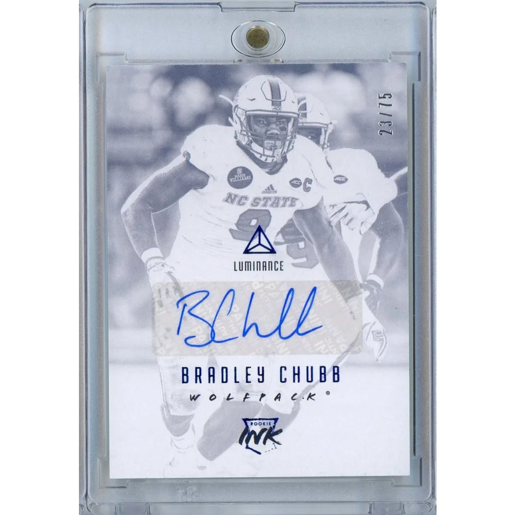 2018 Panini Luminance Football Bradley Chubb #RIBRC /75 Auto Rookie RC Football Card | Hall of Fame Sports Memorabilia | vintageantiquesgifts.com
