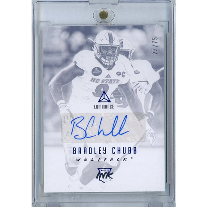 2018 Panini Luminance Football Bradley Chubb #RIBRC /75 Auto Rookie RC Football Card | Hall of Fame Sports Memorabilia | vintageantiquesgifts.com
