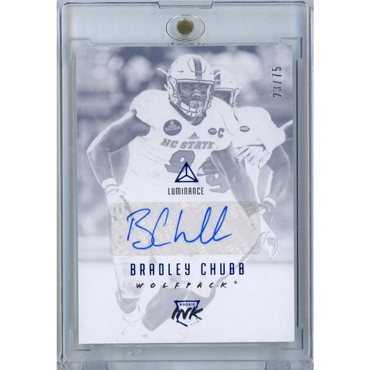 2018 Panini Luminance Bradley Chubb NC State Wolfpack auto rookie RC /75 card in case