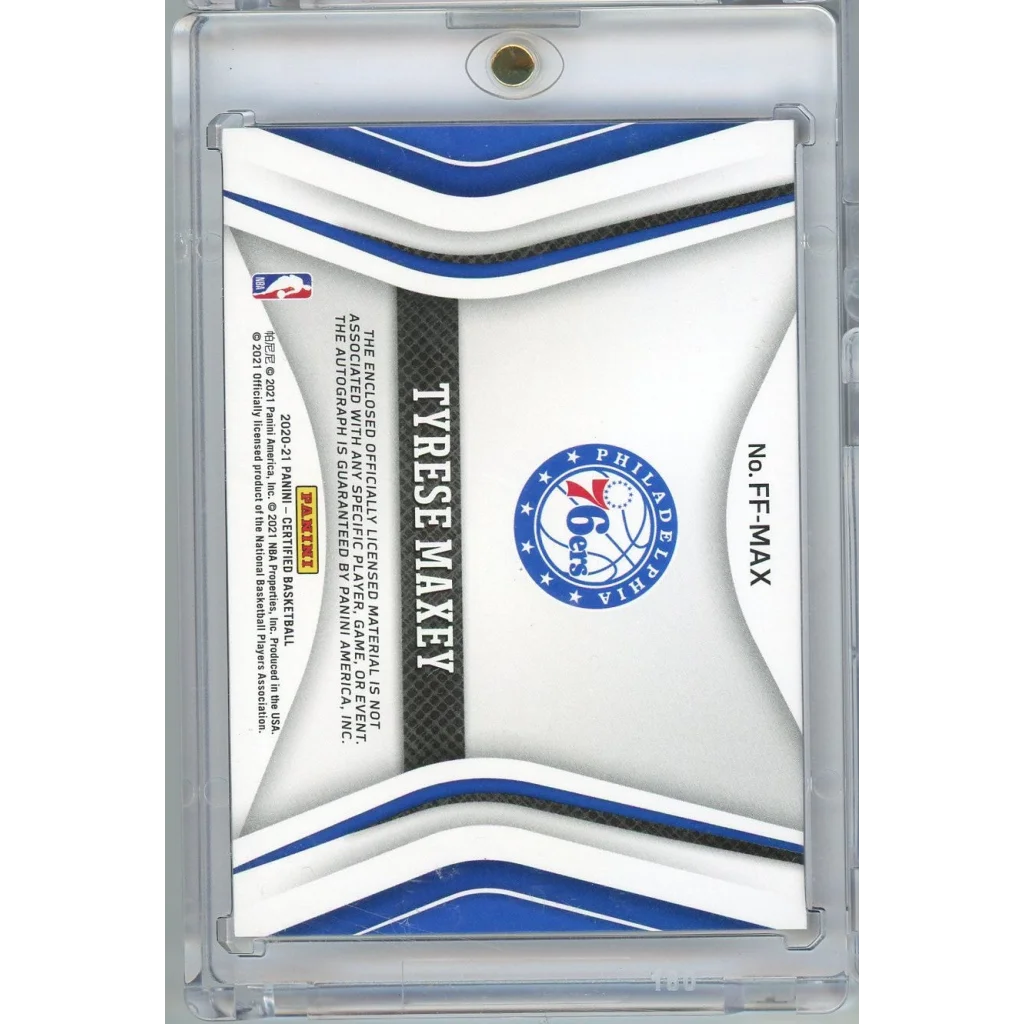 Philadelphia 76ers Tyrese Maxey autographed 2020 Panini Certified rookie card in case