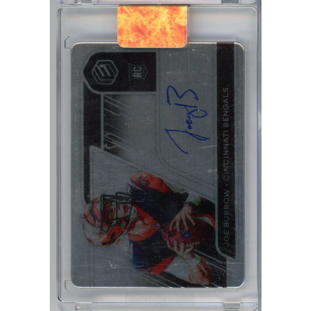 Silver holographic autographed Joe Burrow 2020 Panini Elements rookie RC /55 card