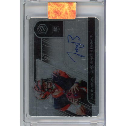 Silver holographic autographed Joe Burrow 2020 Panini Elements rookie RC /55 card