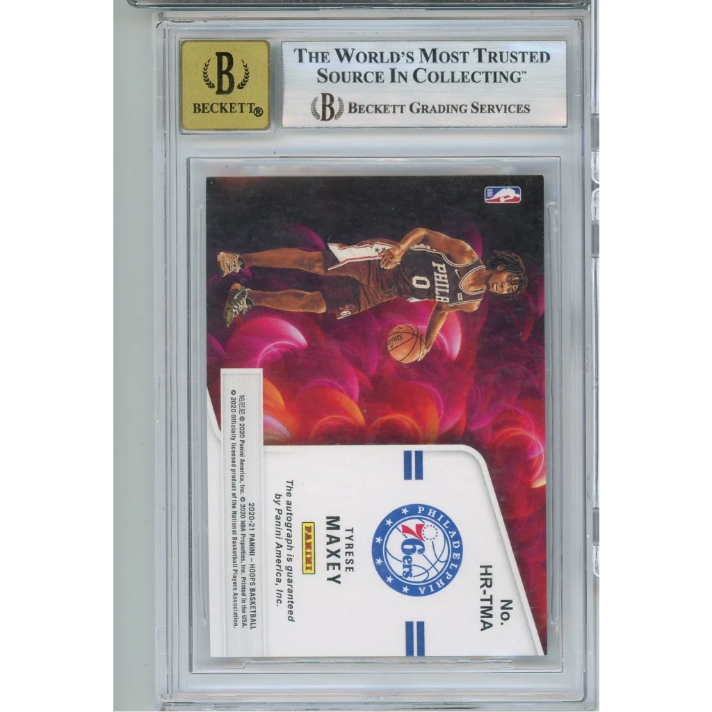 2020 Panini Hoops Tyrese Maxey #HR-TMA Hot Signatures Rookies Green Autograph Rookie RC Basketball Card BGS 10 | BGS 10 Pristine Graded Rookie Card | vintageantiquesgifts.com