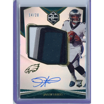 2020 Panini Limited Jalen Hurts #156 #/20 Rookie Patch Auto RPA Rookie RC Football Card | Hall of Fame Sports Memorabilia | vintageantiquesgifts.com