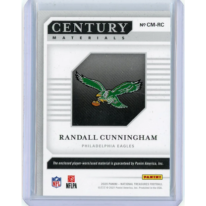 2020 Panini National Treasures Century Materials Randall Cunningham #CM-RC Relic /10 Football Card | Limited Edition /10 Relic Football Card | vintageantiquesgifts.com