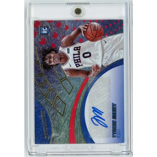 Signed 2020 Panini Revolution Tyrese Maxey rookie RC auto card in case