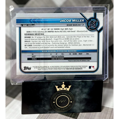 2021 Bowman Chrome Jacob Miller Iridescent Card from Prestige Worldwide