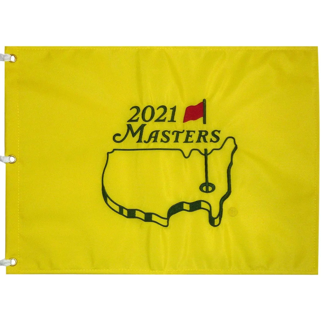 2021 Masters pin flag with Hideki Matsuyama champion emblem