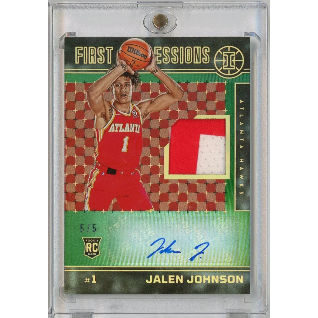 2021 Panini Illusions Jalen Johnson FIJJLJ 5 5 First Impressions Green RPA Rookie RC Basketball Card | Hall of Fame Sports Memorabilia | vintageantiquesgifts.com