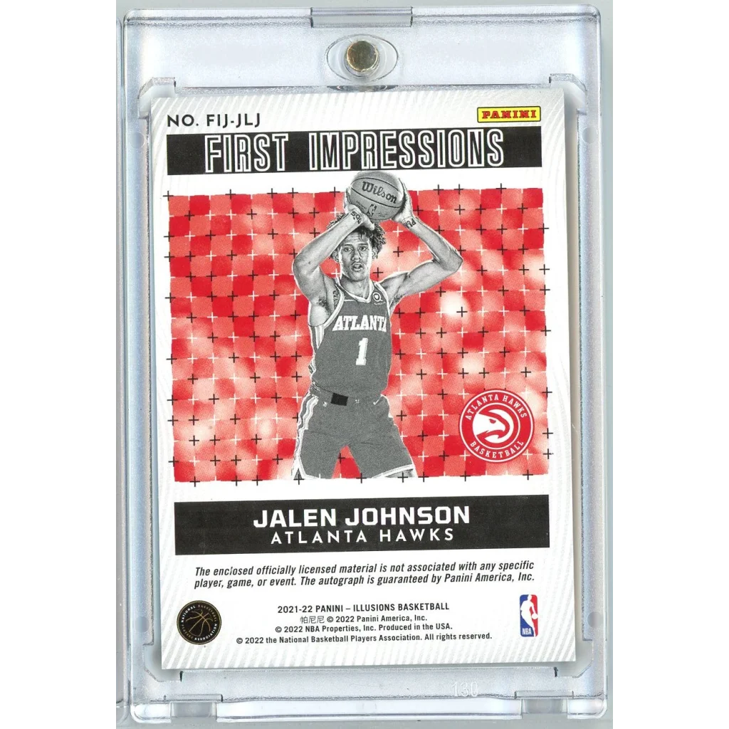 2021 Panini Illusions Jalen Johnson FIJJLJ 5 5 First Impressions Green RPA Rookie RC Basketball Card | Autograph Rookie RC Basketball Card | vintageantiquesgifts.com