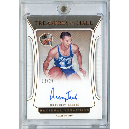 2021 Panini National Treasures Jerry West #TOHJWS /25 Treasures of the Hall Auto Basketball Card | Hall of Fame Sports Memorabilia | vintageantiquesgifts.com