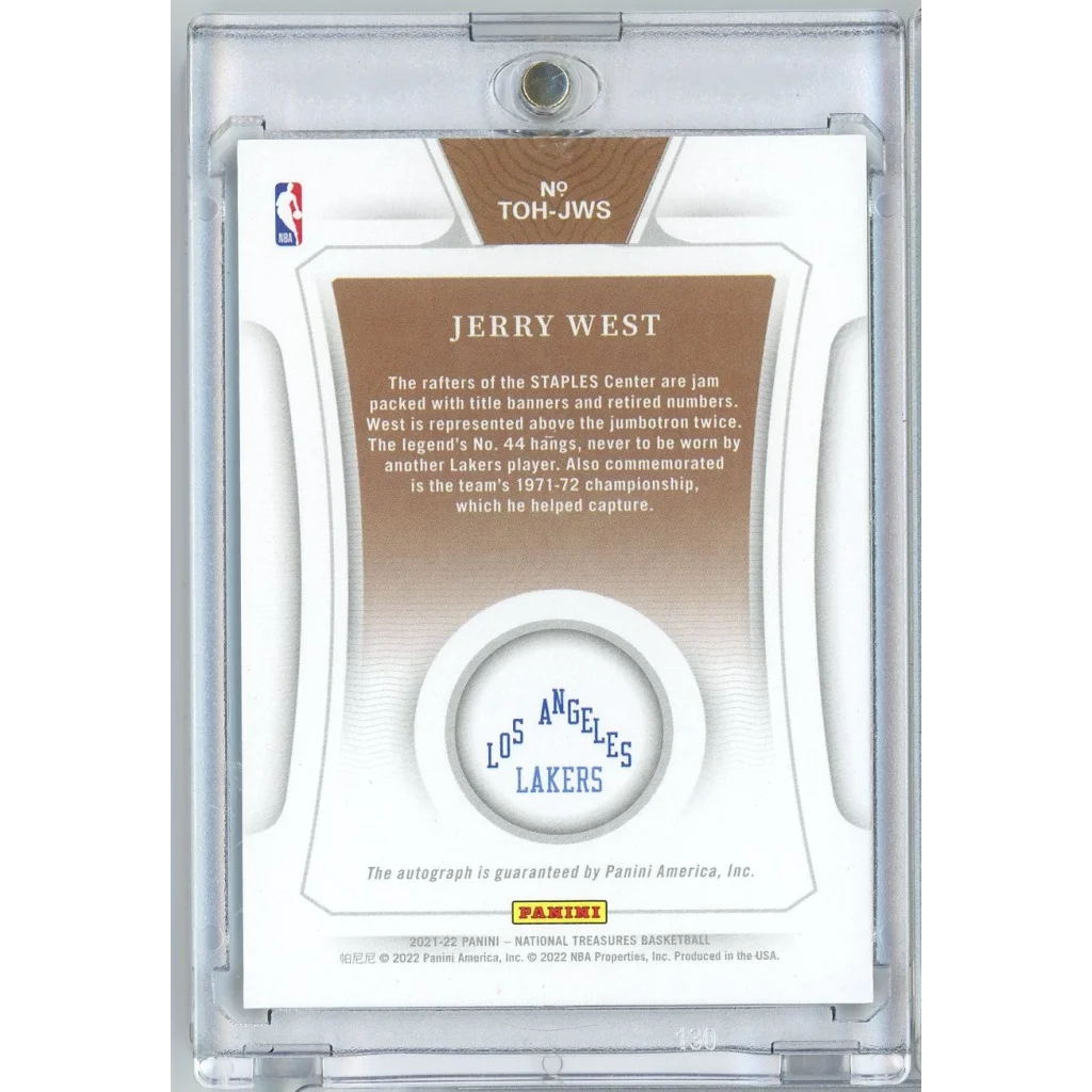 2021 Panini National Treasures Jerry West #TOHJWS /25 Treasures of the Hall Auto Basketball Card | Certified Authentic Signed Memorabilia | vintageantiquesgifts.com