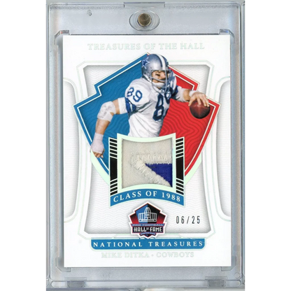 2021 Panini National Treasures Mike Ditka #HALLMD Treasures of the Hall Game Worn Relic Football Card | Hall of Fame Sports Memorabilia | vintageantiquesgifts.com