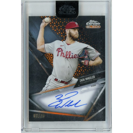 2021 Topps Chrome Black Zack Wheeler orange auto /25 Phillies card
