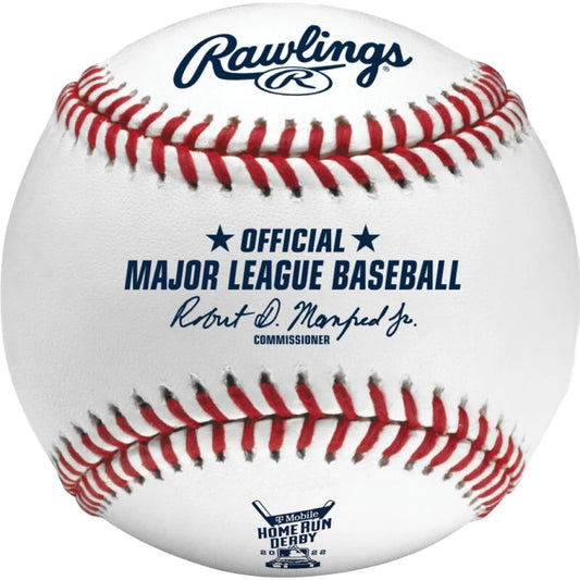 Rawlings white baseball with red stitching, 2022 Home Run Derby from Dodger Stadium