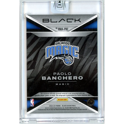 2022 Panini Black Paolo Banchero #RMA-PBC /15 Rookie Patch Auto RPA Rookie RC Basketball Card