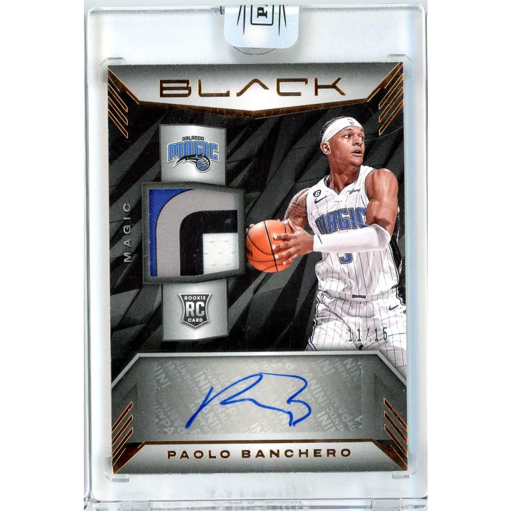 2022 Panini Black Paolo Banchero #RMA-PBC /15 Rookie Patch Auto RPA Rookie RC Basketball Card | Hall of Fame Sports Memorabilia | vintageantiquesgifts.com
