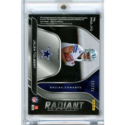 2022 Panini Spectra Radiant Rookie Jalen Tolbert #RAD-JTO /25 RPA Autographed Rookie RC Football Card