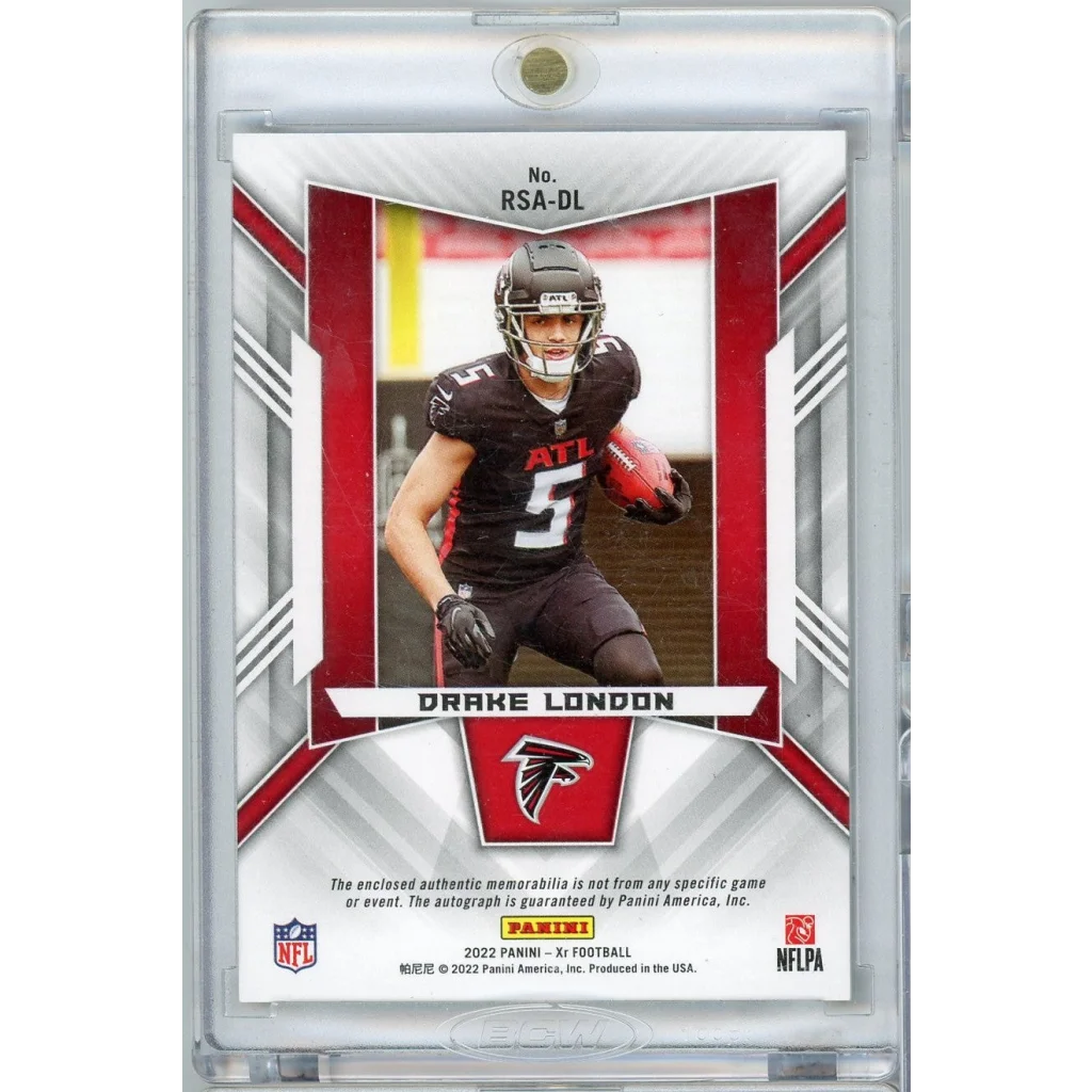 2022 Panini XR Gold Drake London #RSA-DL #'d 10/10 RPA Auto Rookie RC Football Card | Certified Authentic Signed Memorabilia | vintageantiquesgifts.com