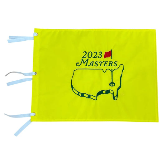 2023 Masters pin flag with Jon Rahm champion embroidery for tournament week