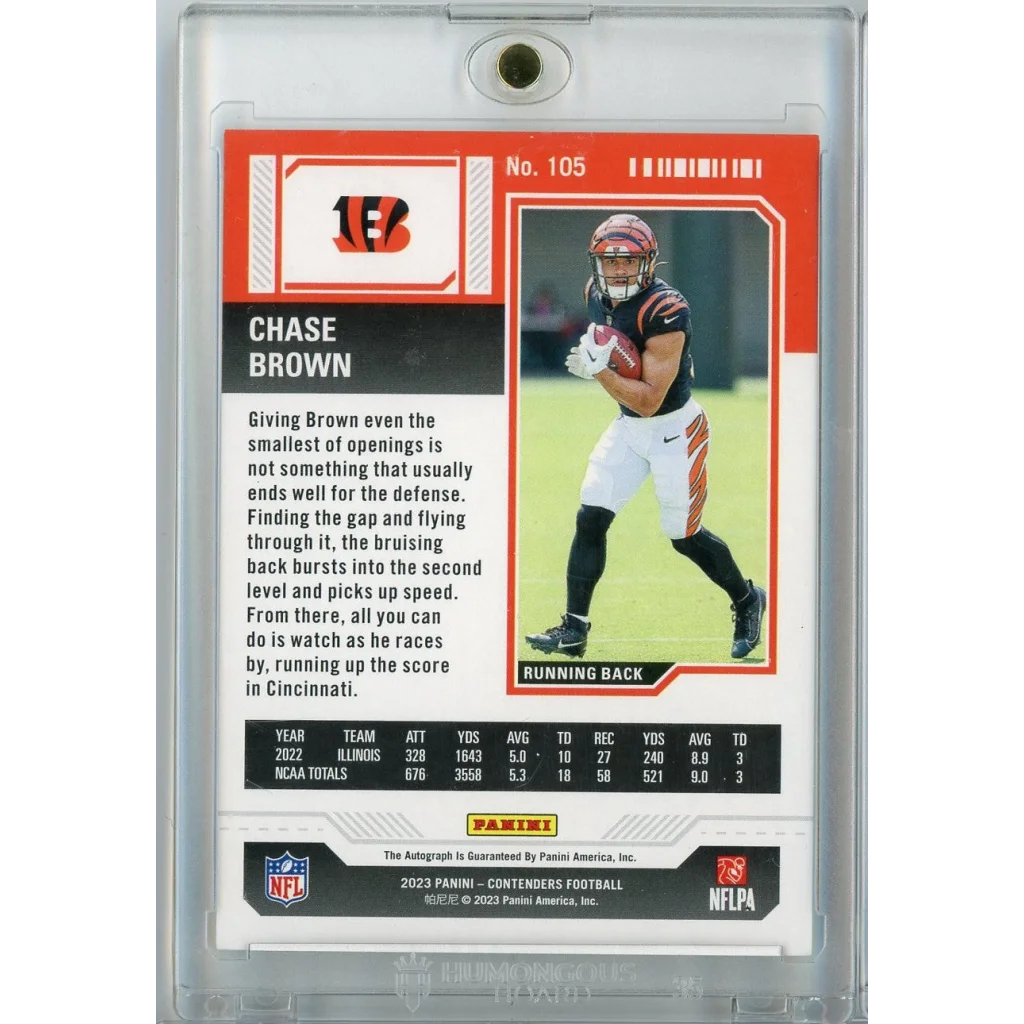 2023 Panini Contenders Chase Brown auto rookie card #105/149 Bengals