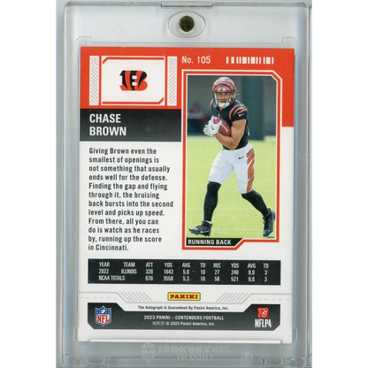 2023 Panini Contenders Chase Brown auto rookie card #105/149 Bengals
