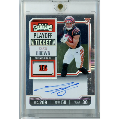 2023 Panini Contenders Chase Brown #105/149 Auto Rookie RC Bengals Card