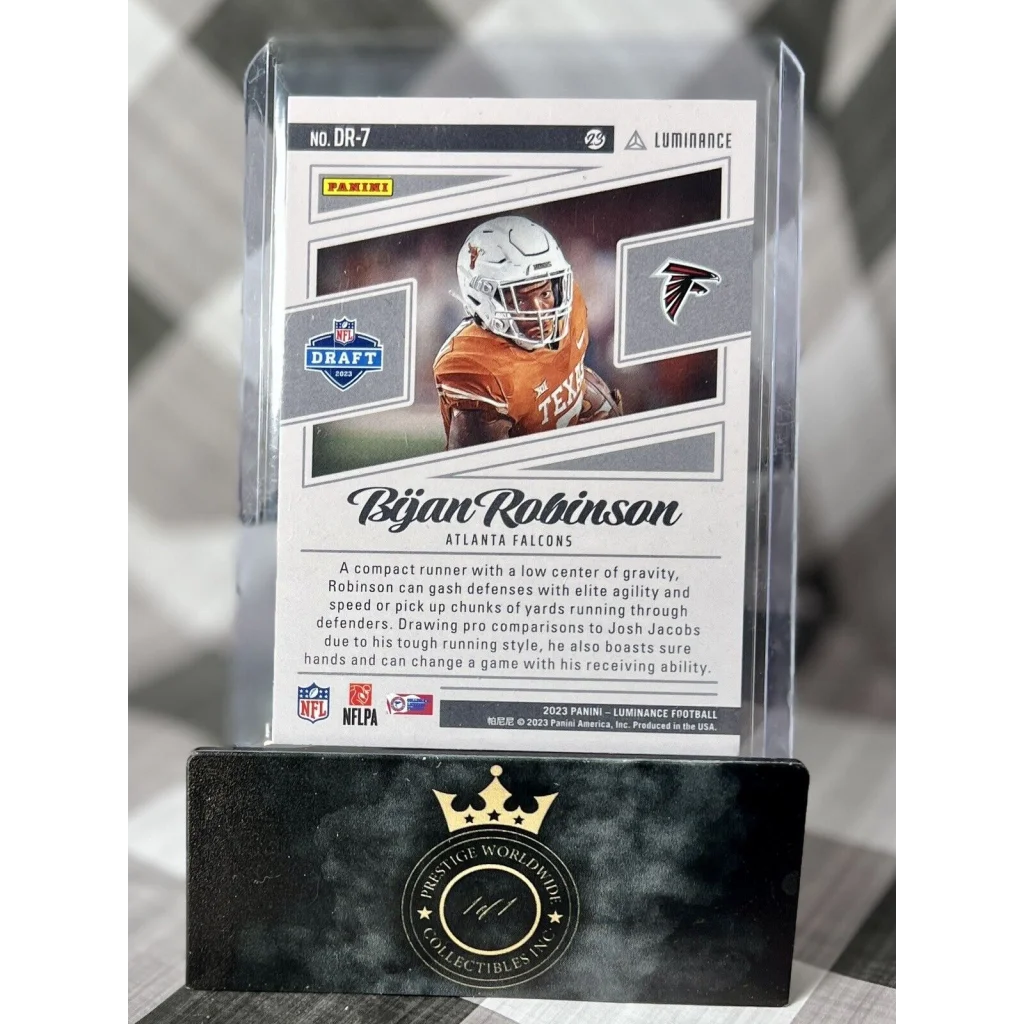 2023 Panini NFL Draft card holder in Prestige Worldwide acrylic display case