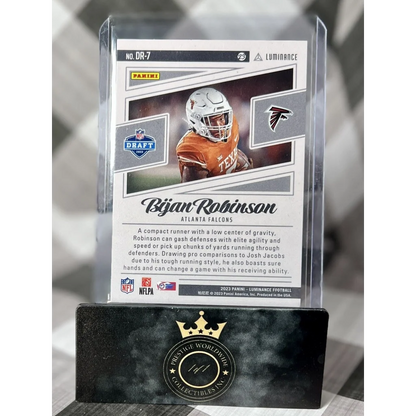 2023 Panini NFL Draft card holder in Prestige Worldwide acrylic display case