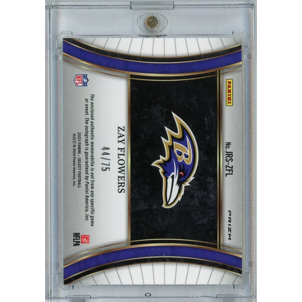 2023 Panini Select Zay Flowers #JRSZFL /75 RPA Auto Rookie RC Football Card | Certified Authentic Signed Memorabilia | vintageantiquesgifts.com