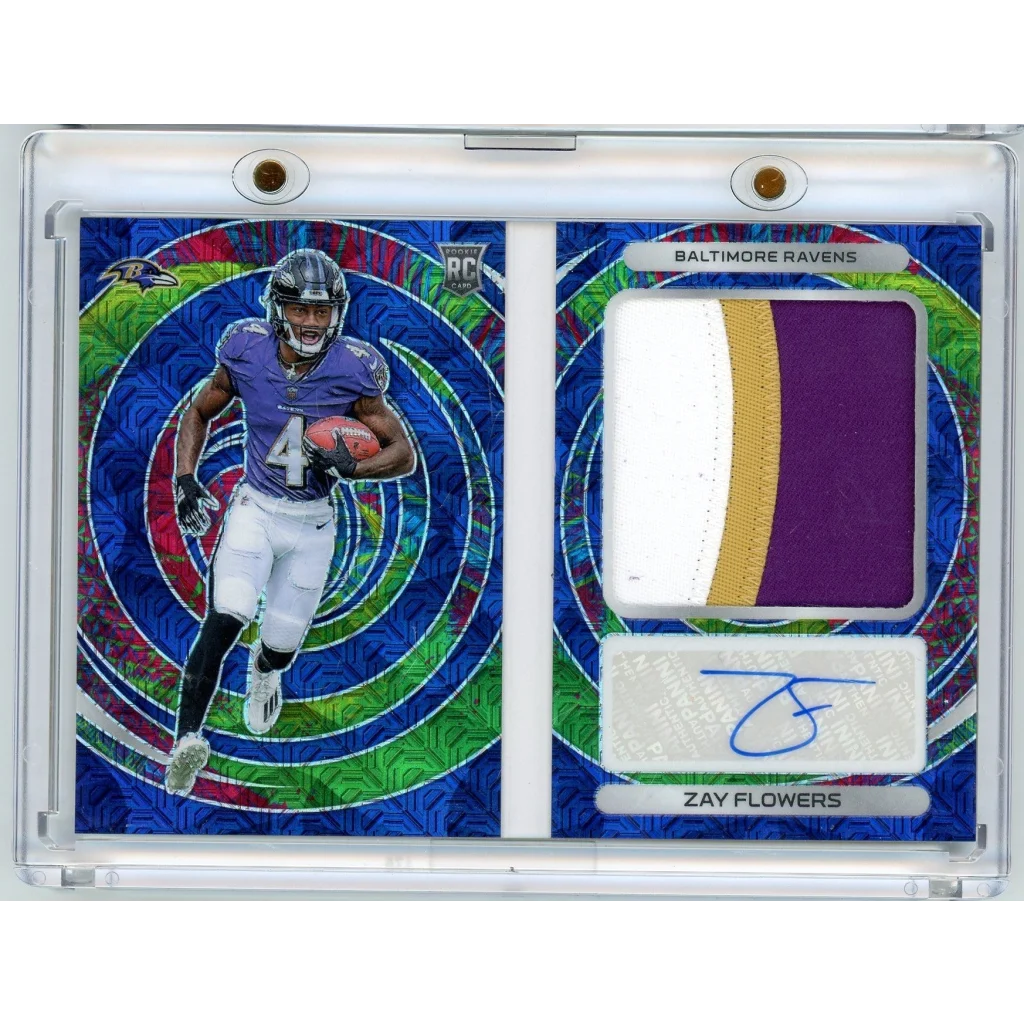 2023 Panini Spectra Rookie Optics Zay Flowers #ROZFL /15 Booklet Auto Rookie RC Football Card | Hall of Fame Sports Memorabilia | vintageantiquesgifts.com