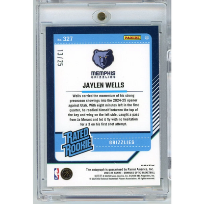 2024 Donruss Optic Jaylen Wells #327 /25 Green Scope Auto Rookie RC Basketball Card | Certified Authentic Signed Memorabilia | vintageantiquesgifts.com