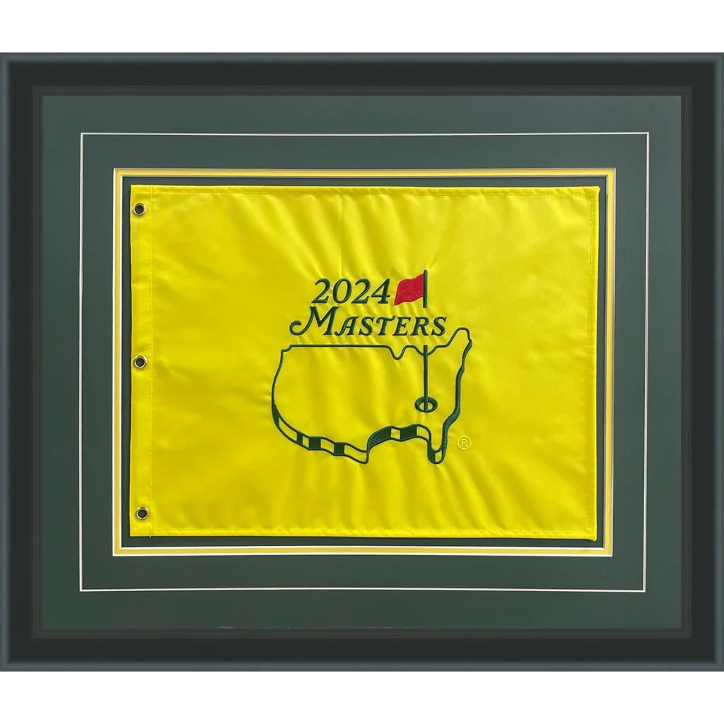 Vibrant 2024 Masters golf pin flag with US outline, Scottie Scheffler champion