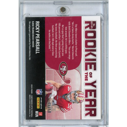 2024 Panini Contenders Optic Ricky Pearsall #ROYRPL Auto /50 Rookie RC Football Card | Certified Authentic Signed Memorabilia | vintageantiquesgifts.com