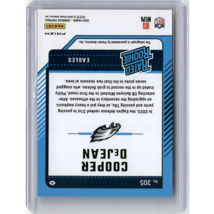 2024 Panini Donruss Optic Prizm Cooper DeJean #305 Auto Rookie RC Football Card | Certified Authentic Signed Memorabilia | vintageantiquesgifts.com