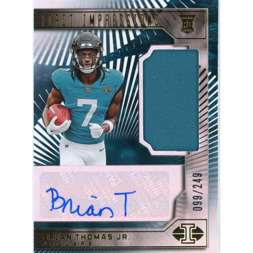 2024 Panini Illusions Brian Thomas Jr #108 First Impressions Auto #/249 Rookie RC Football Card | Hall of Fame Sports Memorabilia | vintageantiquesgifts.com