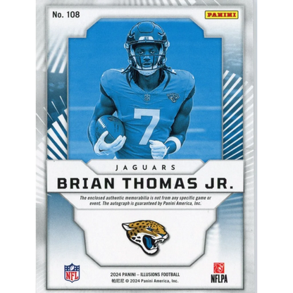 2024 Panini Illusions Brian Thomas Jr #108 First Impressions Auto #/249 Rookie RC Football Card | Certified Authentic Signed Memorabilia | vintageantiquesgifts.com