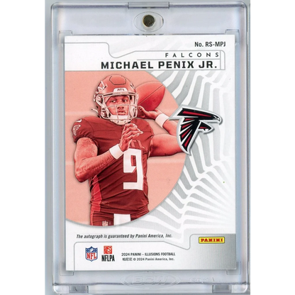 2024 Panini Illusions Michael Penix Jr #RSMPJ /75 Rookie Signs Auto Atlanta Falcons Rookie RC Football Card | Certified Authentic Signed Memorabilia | vintageantiquesgifts.com