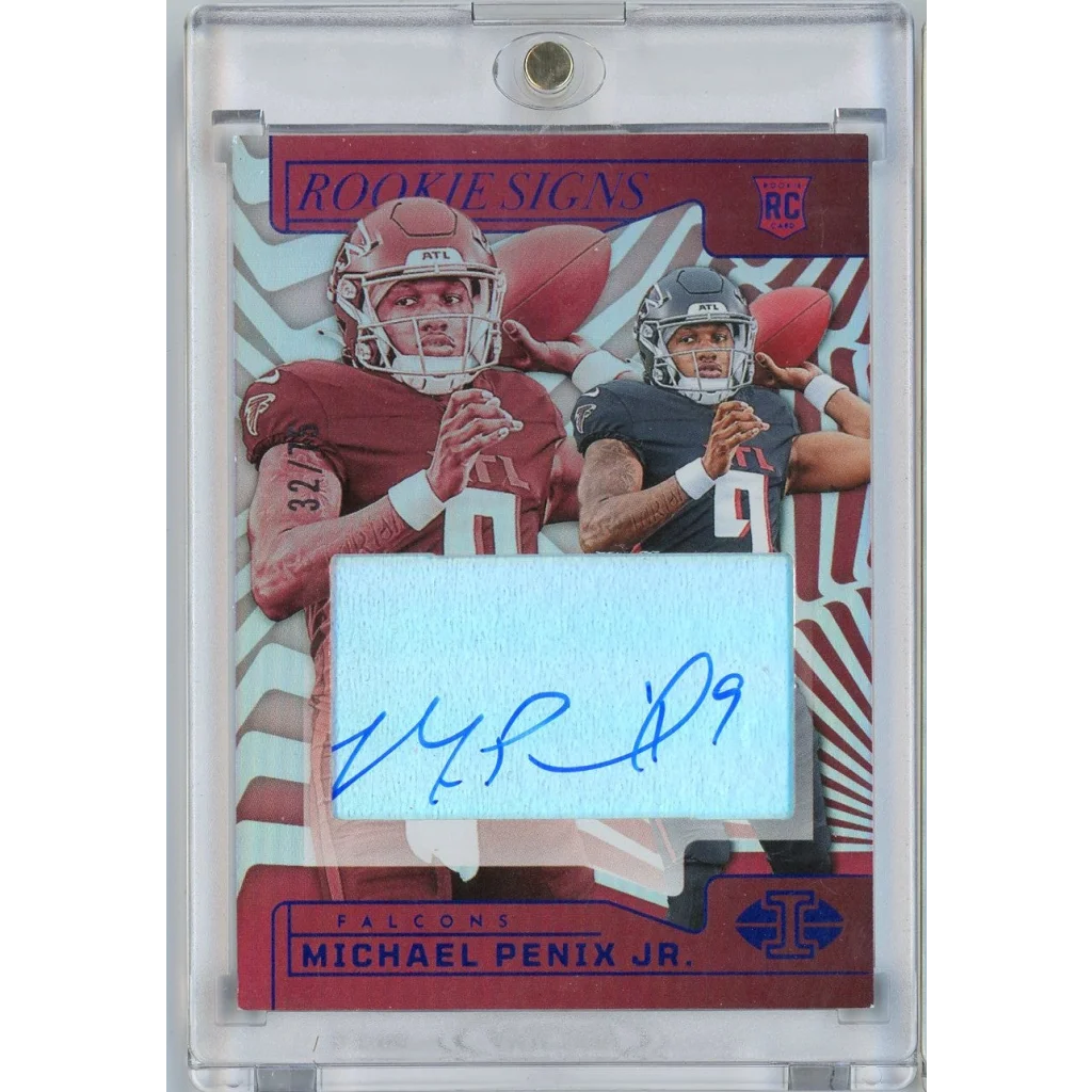 2024 Panini Illusions Michael Penix Jr #RSMPJ /75 Rookie Signs Auto Atlanta Falcons Rookie RC Football Card | Hall of Fame Sports Memorabilia | vintageantiquesgifts.com